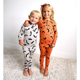 Gigi and Max - Vlad Gray Bats TWO PIECE Bamboo Halloween Kids Lounge Set