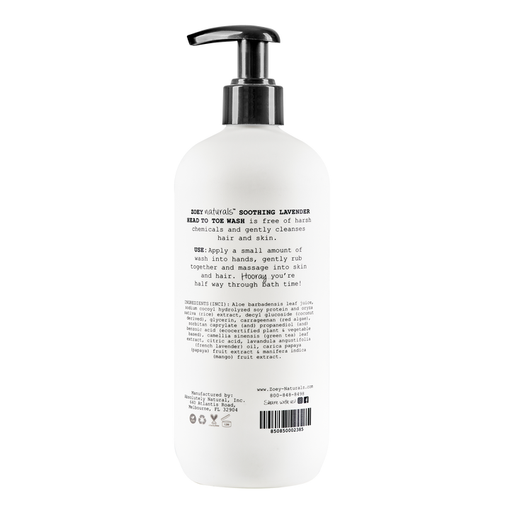 Zoey Naturals Soothing Lavender Head to Toe Wash - 17oz
