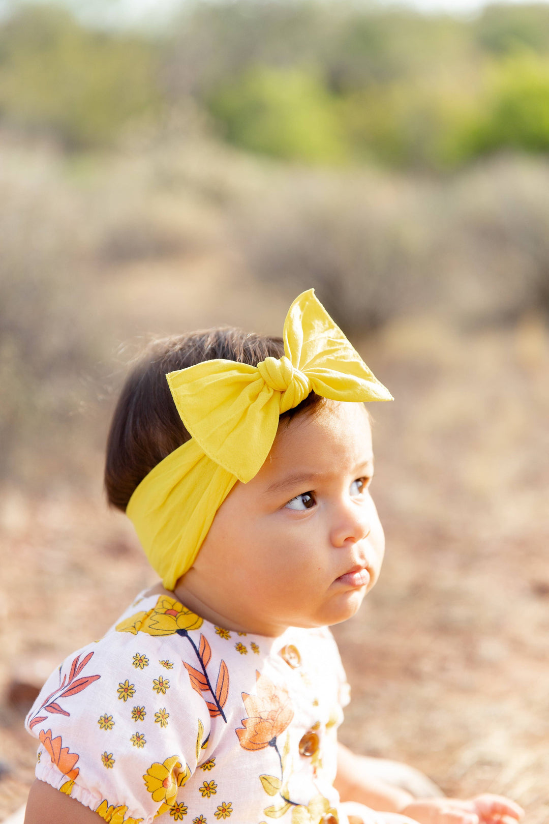 Baby Bling Bows - THE KNOT Soft nylon headband: canary yellow