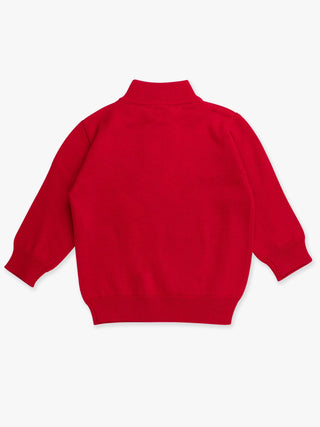 RuffleButts + RuggedButts - Boys Red Quarter-Zip Sweater