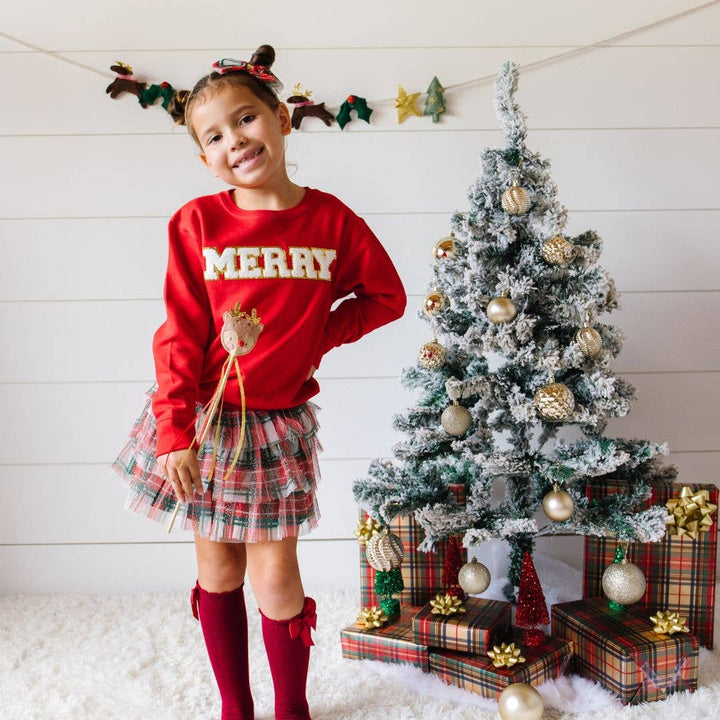 Sweet Wink - Christmas Plaid Tulle Bow Headband - Kids Holiday Headband