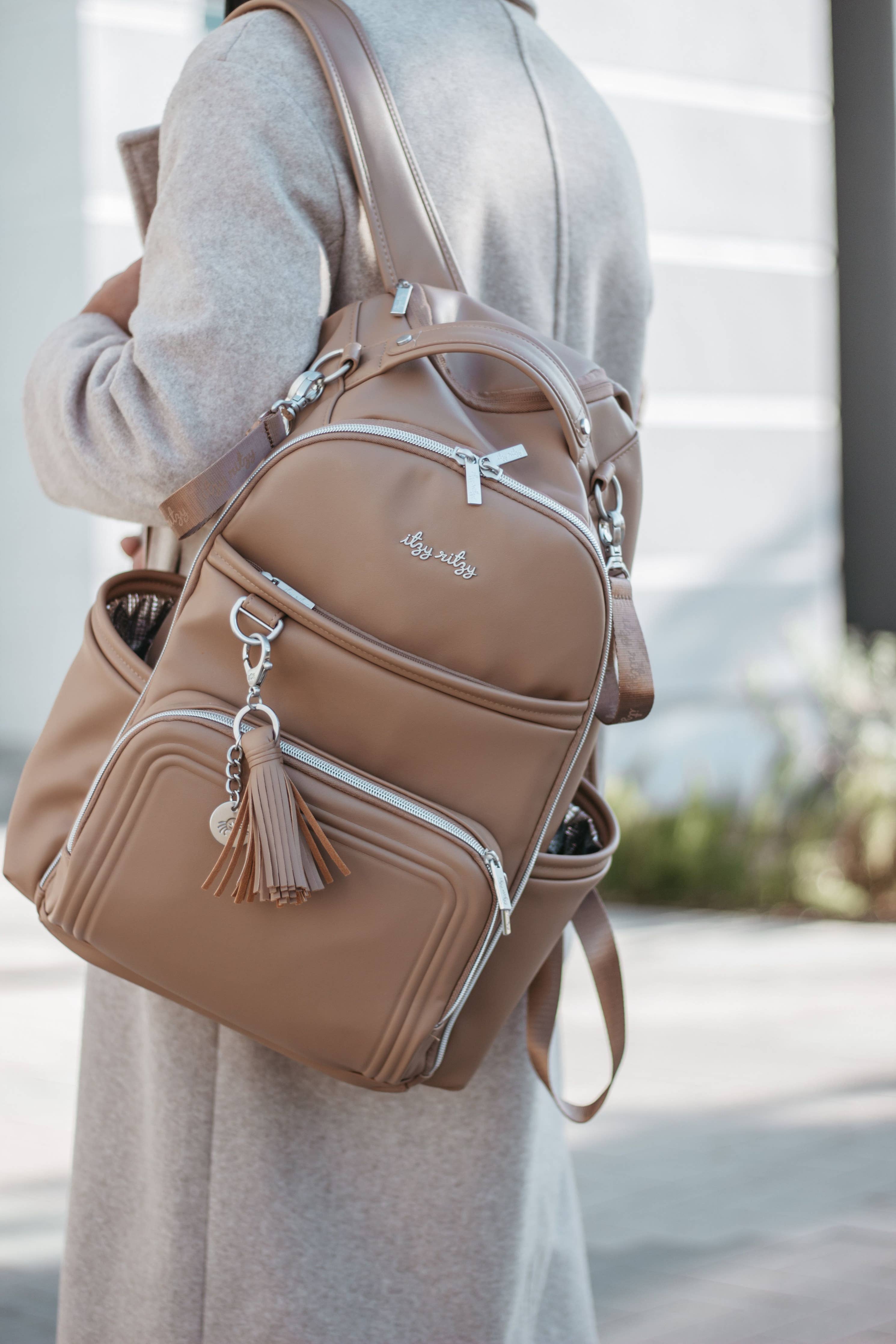 Itzy Ritzy Boss Plus Backpack Diaper Bag Chai Latte