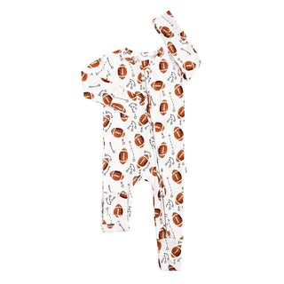 Gigi and Max - Brady Football ZIP Bamboo One Piece Baby Outfit