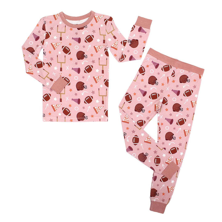 Emerson and Friends - Football Game Day Girls Two-Piece Bamboo Long Sleeve Kids Pajama Pants Set