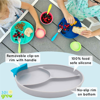 321 Grow - 321 Grow Silicone Easy Scoop & Hold Plate Set - Midnight