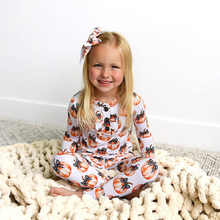 Gigi and Max - Lilith Pumpkin RUFFLE TWO PIECE Bamboo Halloween Lounge Set