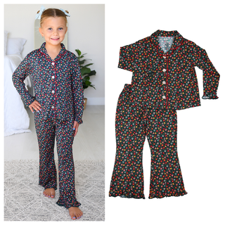Gigi and Max - Isabelle KIDS RUFFLE LOUNGE SET Bamboo Floral Girls Clothing