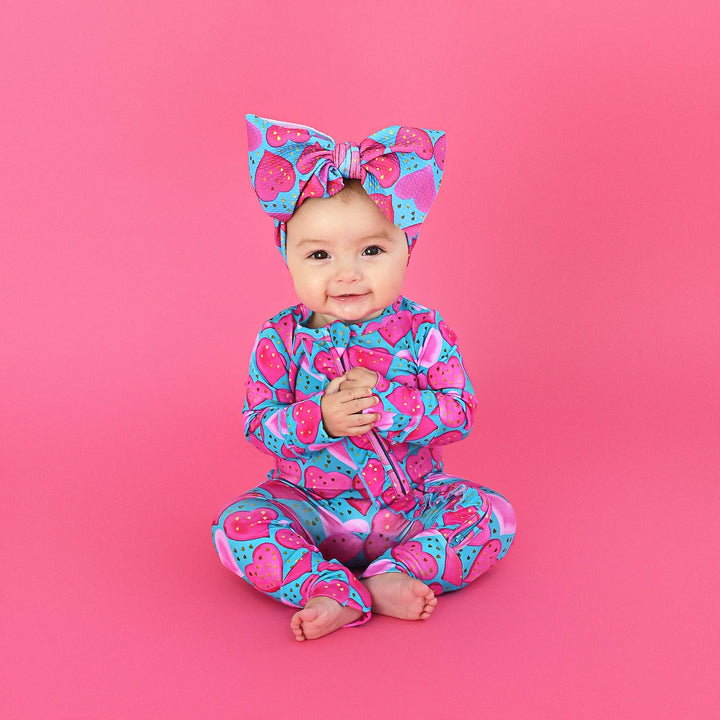 Gigi and Max - Alaina Heart Ruffle Zip Heart Bamboo Baby Outfit Valentine's