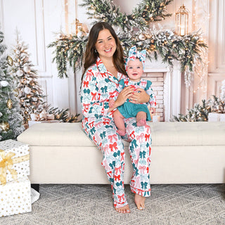 Gigi and Max - Belle Bows WOMENS TWO PIECE Christmas Adult Pajamas Bamboo