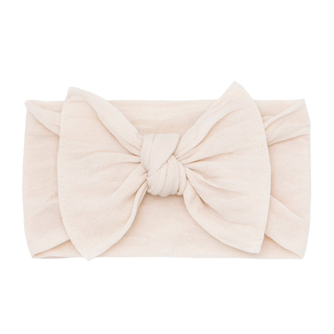 Baby Bling Bows - THE KNOT Soft nylon headband: oatmeal