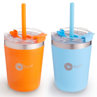 PopYum - PopYum 9oz Insulated Kids’ Cups, 2-Pack, Orange, Blue