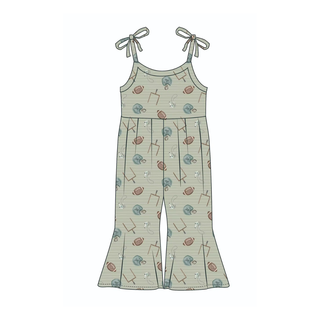Emi Lei - Bamboo Tie Shoulder Flare Jumpsuit - Football