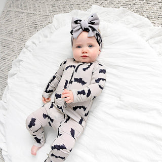 Gigi and Max - Vlad Gray Bats ZIP Bamboo Halloween Sleepies Little