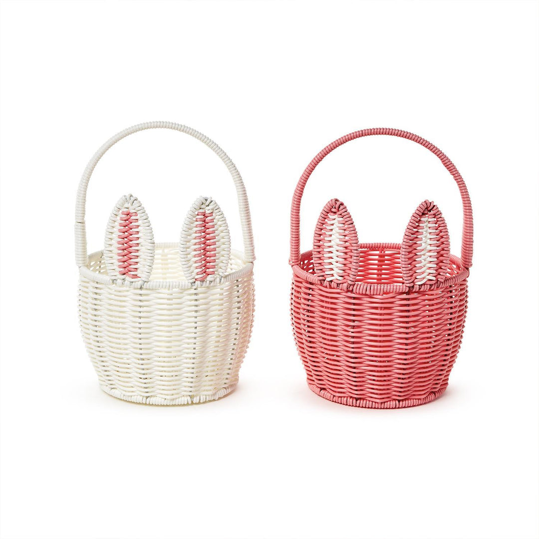 Two's Company Faux Wicker Bunny Basket