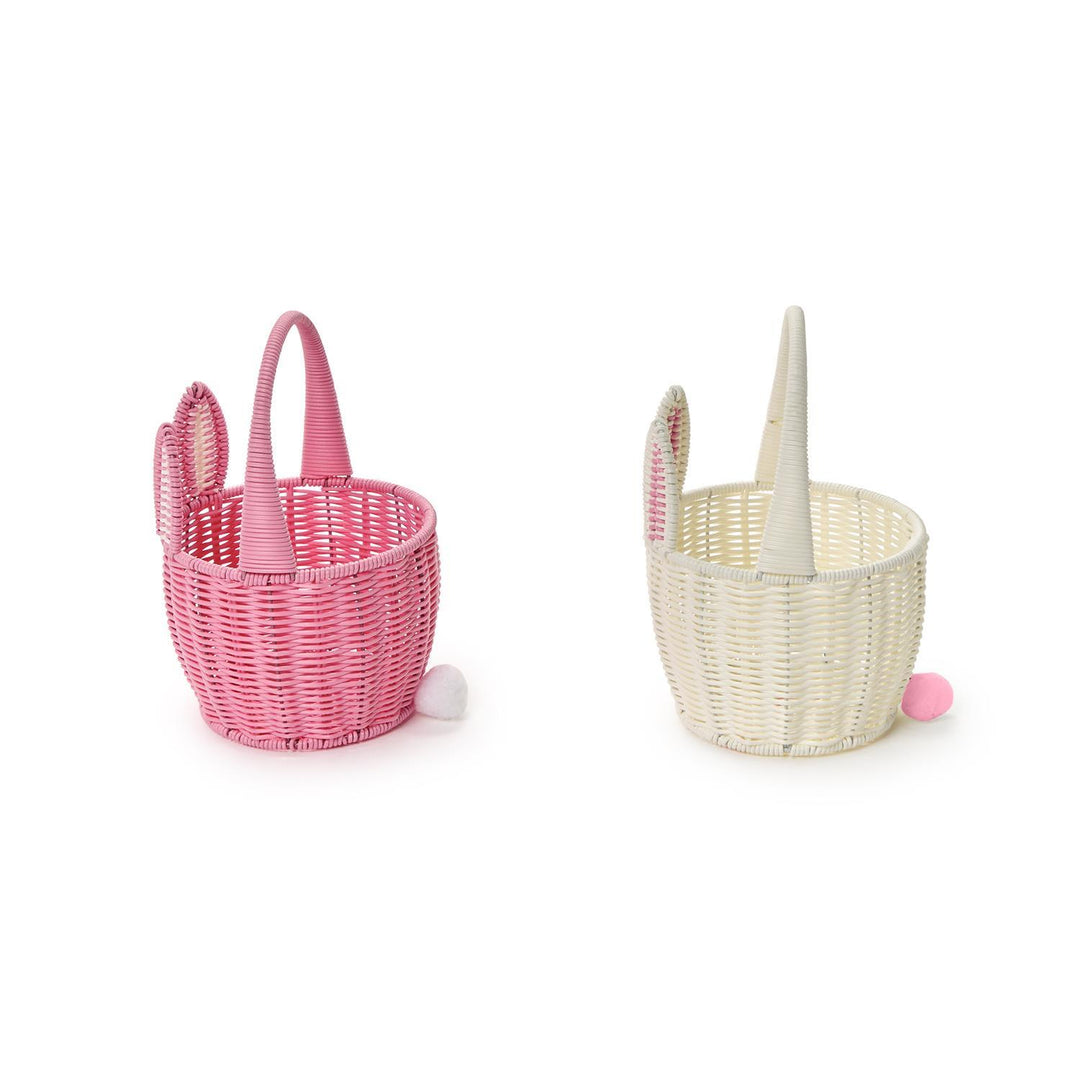 Two's Company Faux Wicker Bunny Basket