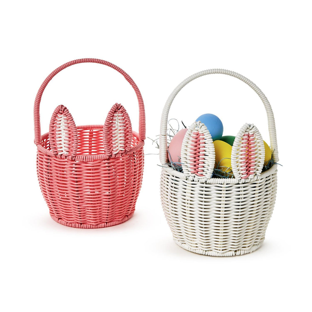 Two's Company Faux Wicker Bunny Basket