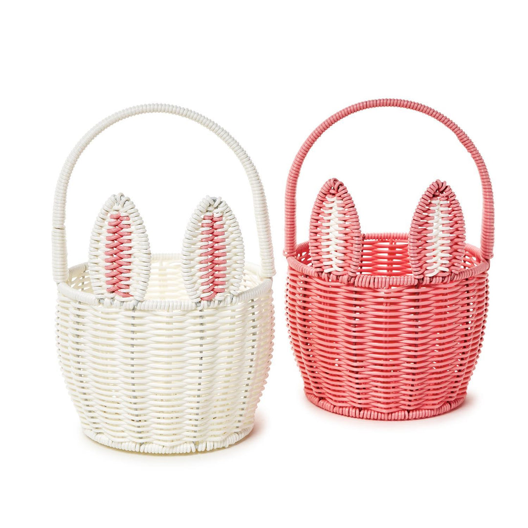 Two's Company Faux Wicker Bunny Basket