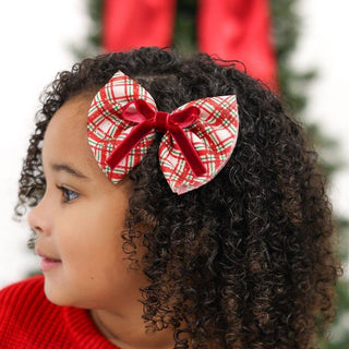 Sweet Wink - Christmas Plaid Layered Bow Clip - Hair Bows