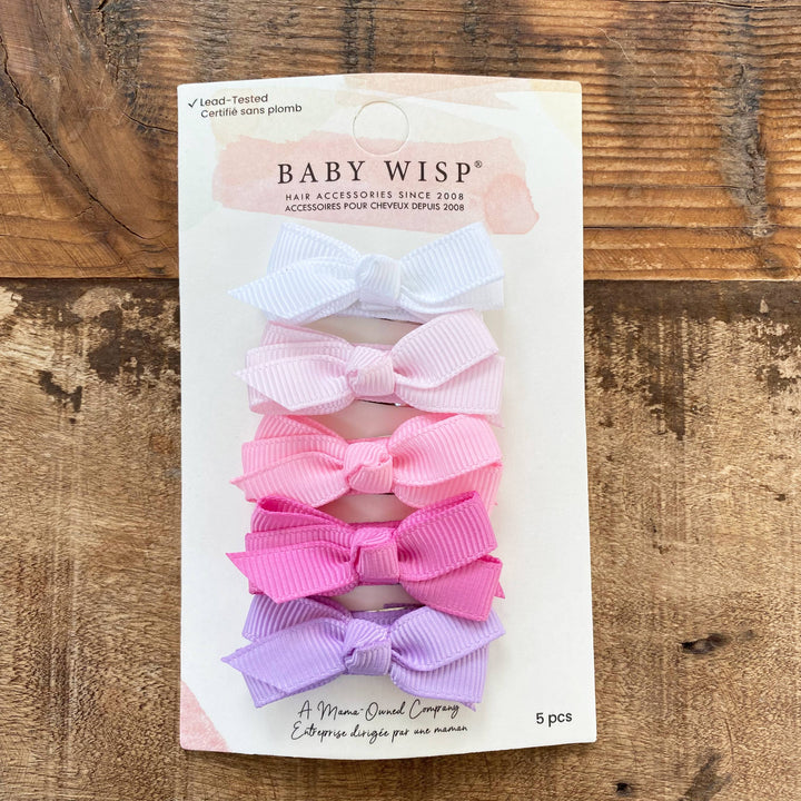 Baby Wisp - 5 Chelsea Boutique Grosgrain Bow on Snap Clips- PURPLE BLOOM