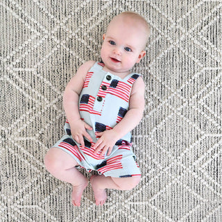 Gigi and Max - George Blue Flag Organic Coastal Coveralls 4th of July