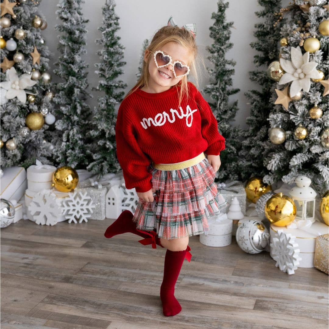 Sweet Wink - Merry Christmas Yarn Knit Sweater - Kids Holiday Sweater