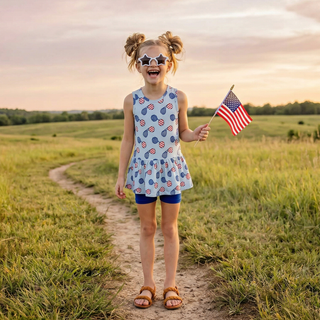 Dreamiere - 4th of July Sunglasses Twirler Tank Top And Short Set