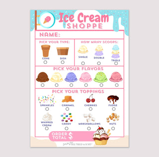 Milk Thread and Honey - Pretend Play Ice Cream Shop Order Notepad