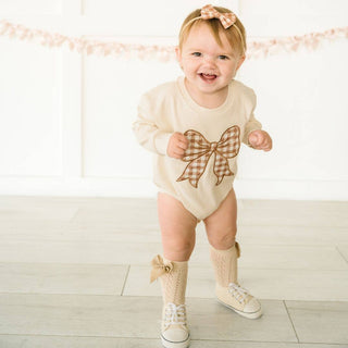 Sweet Wink - Gingham Printed Tulle Bow Baby Headband