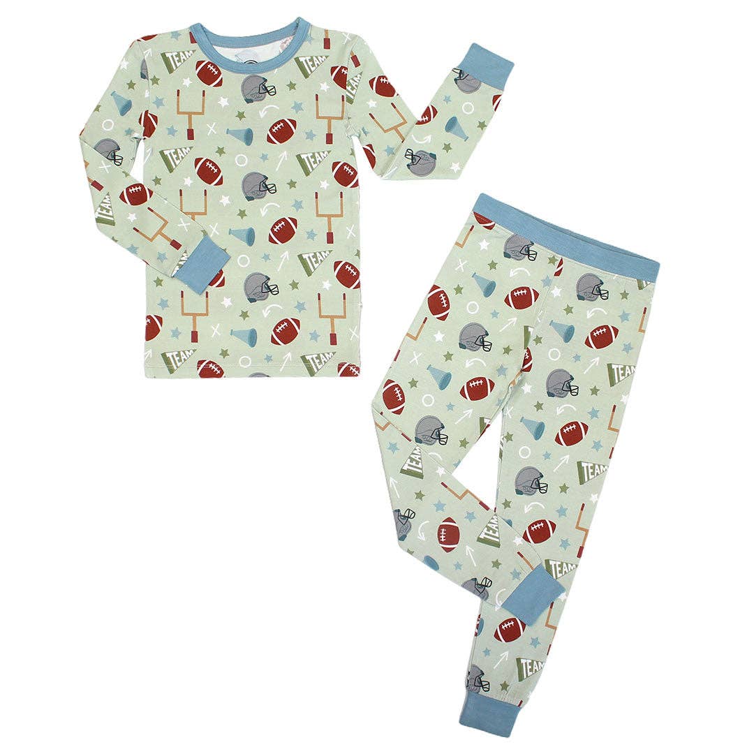 Emerson and Friends - Football Game Day Boys Two-Piece Bamboo Long Sleeve Kids Pajama Pants Set