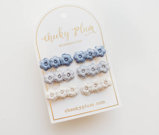 Cheeky Plum - Embroidery Hair Clip Set - Blue Ombre