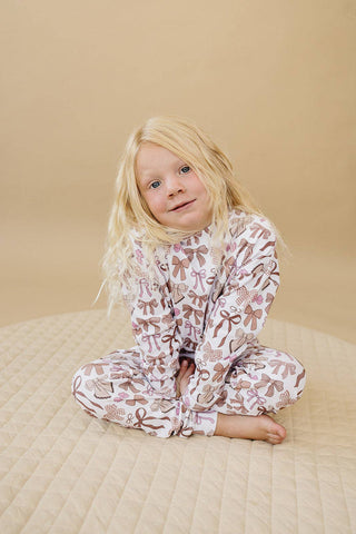 Lucky Panda Kids - Jogger Set | Mocha Bows