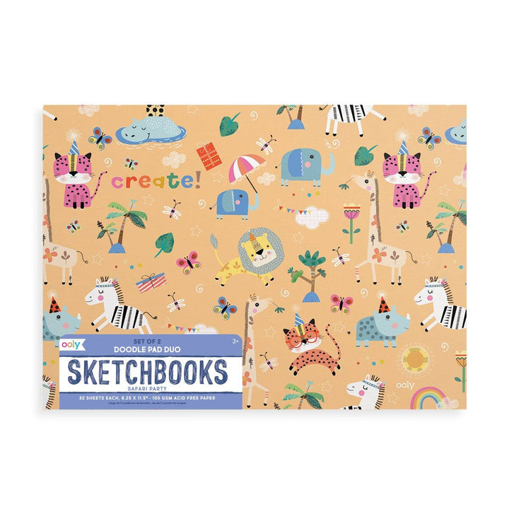 OOLY Doodle Pad Duo Sketchbooks: Safari Party - Set of 2