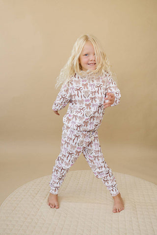 Lucky Panda Kids - Jogger Set | Mocha Bows