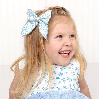 Sweet Wink - Sky Floral Bow Clip - Kids Hair Bow - Spring