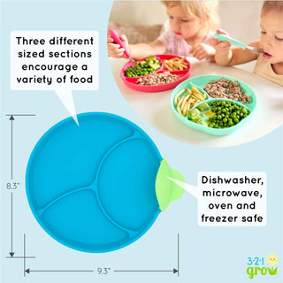 321 Grow - 321 Grow Silicone Easy Scoop & Hold Plate Set - Midnight