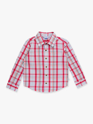 RuffleButts + RuggedButts - Boys Adley Plaid Long Sleeve Button Down Shirt