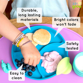 321 Grow - 321 Grow Silicone Easy Scoop & Hold Plate Set - Midnight
