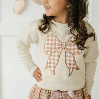 Sweet Wink - Gingham Bow Patch Sweatshirt