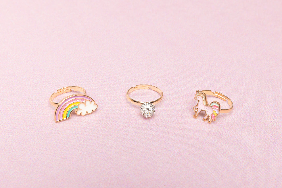 Great Pretenders Boutique Unicorn Rainbow Ring Set