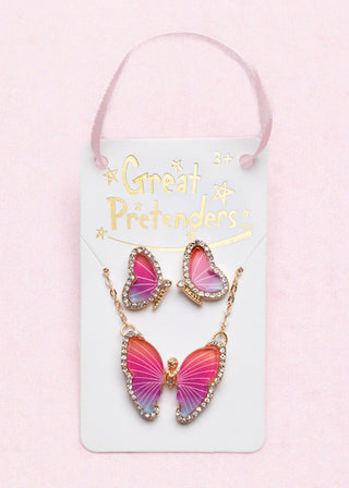 Great Pretenders Boutique Butterfly Necklace & Studded Earrings