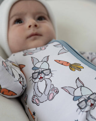 Lucky Panda Kids - Bamboo Easter Baby Zip Romper | Rad Bunny