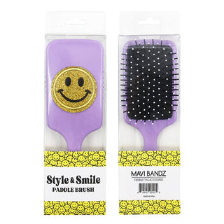 Mavi Bandz Varsity Glitter Smiley Face Large Bright Paddle Hair Brush