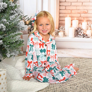 Gigi and Max - Belle Bows Kids Lounge Set matching christmas pajamas bamboo