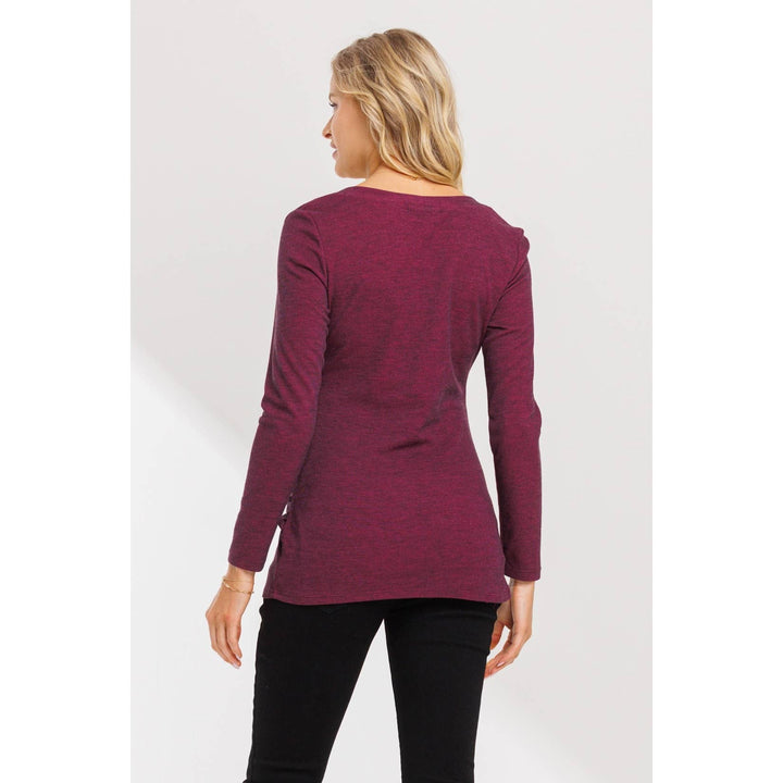 Hello Miz - Square Neck Long Sleeve Ruched Maternity Top