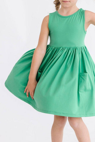 Mila & Rose Kelly Green Tank Pocket Twirl Dress | Girls Twirl Dress