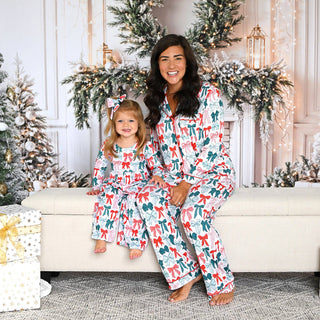 Gigi and Max - Belle Bows WOMENS TWO PIECE Christmas Adult Pajamas Bamboo