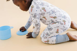 Lucky Panda Kids - Bamboo Easter Baby Zip Romper | Rad Bunny