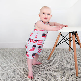 Gigi and Max - George Blue Flag Organic Coastal Coveralls 4th of July