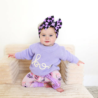 Gigi and Max - Boo Purple SWEATER Solid Knit Halloween Toddler Kids Top