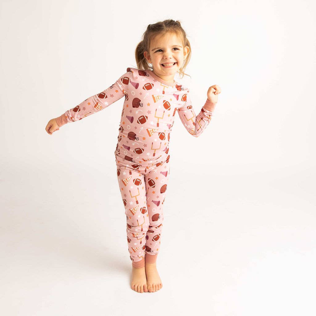 Emerson and Friends - Football Game Day Girls Two-Piece Bamboo Long Sleeve Kids Pajama Pants Set